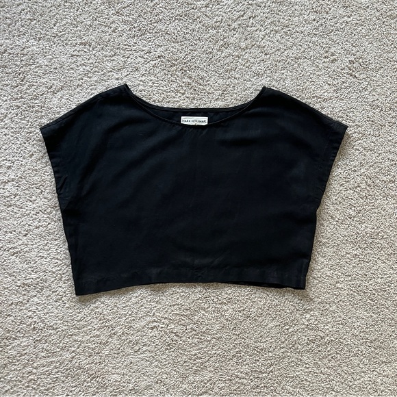 MARA HOFFMAN black cropped linen top M - Picture 2 of 8